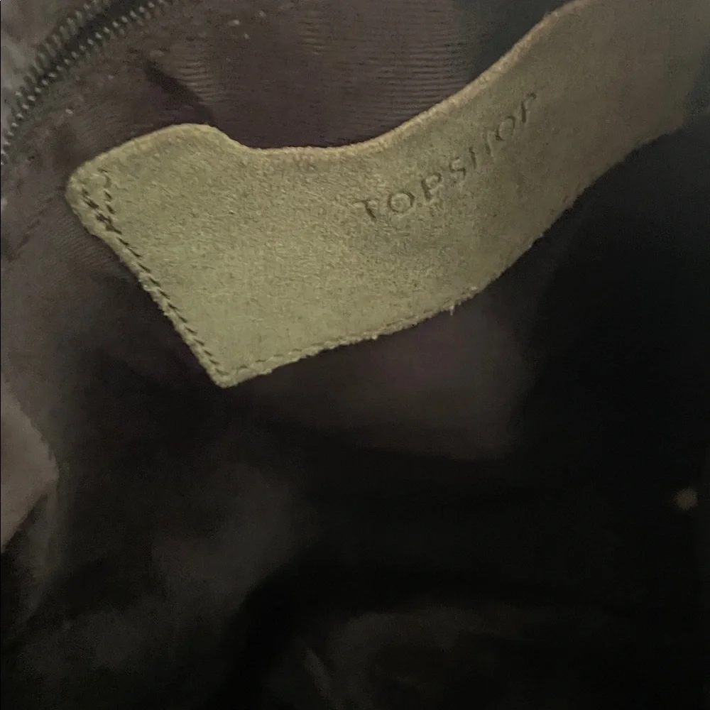 Topshop Suede Slouch Shoulder Bag Green Top Zip - Picture 8 of 8